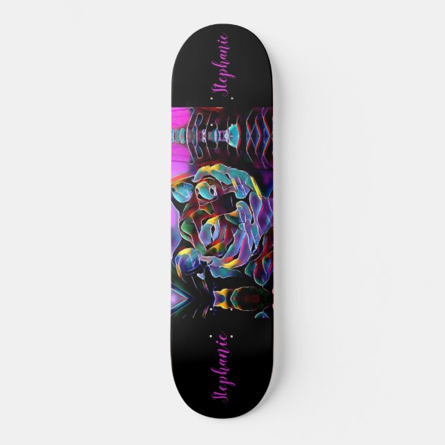 Tiger Abstract Girls Personalized Skateboard (Front)