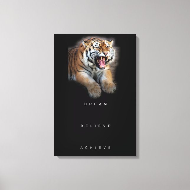 tiger achievement motivational inspirational quote canvas print (Front)
