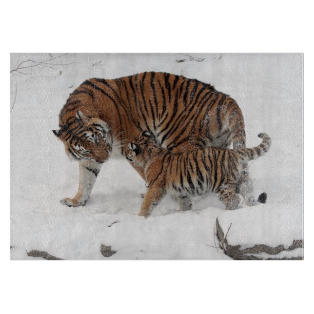 Tiger and Cub in the Snow Cutting Board (Front)