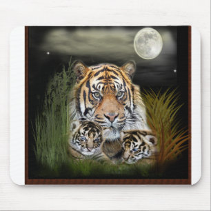 Tiger and cubs mouse pad