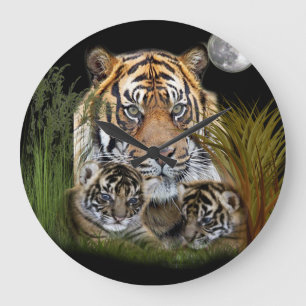Tiger and cubs wall clock