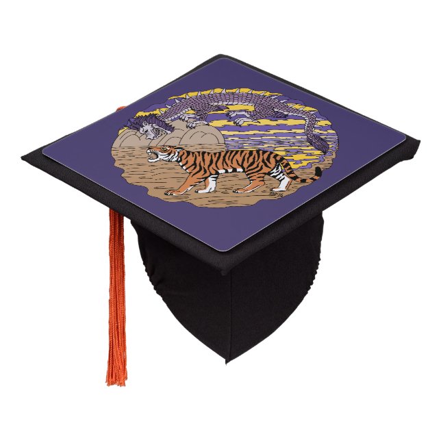 Tiger and Dragon Graduation Cap Topper (Angled)
