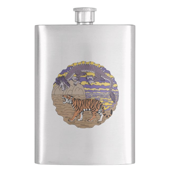 Tiger and Dragon Hip Flask (Front)