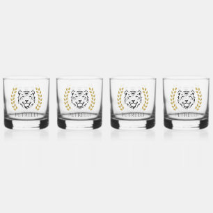tiger and Laurels Whiskey Glass
