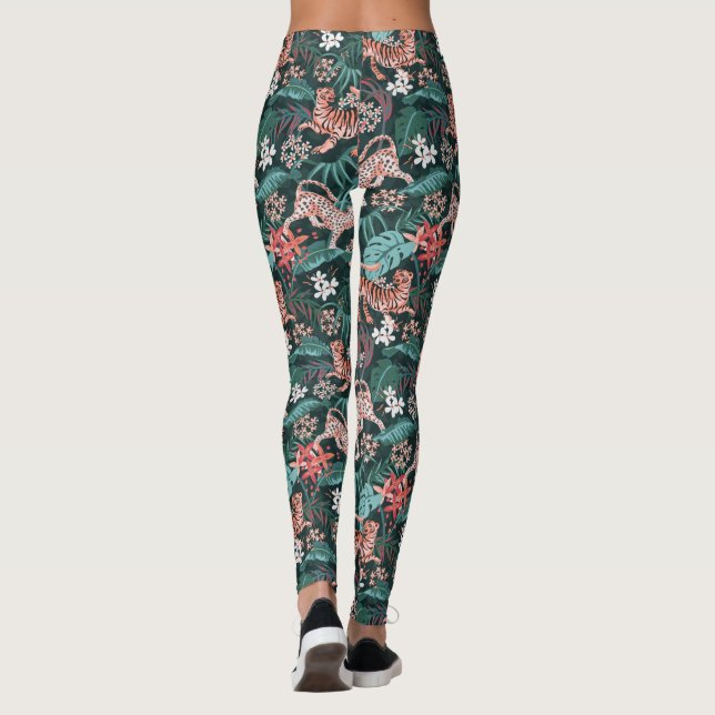 Tiger and Leopard Animal Jungle Print Leggings (Back)