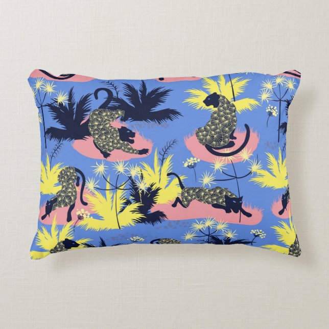 Tiger and leopard pattern geometric style design accent pillow (Front)