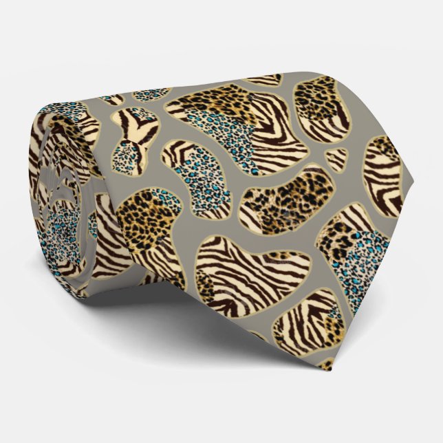 Tiger and Leopard Stain Mix Tin Tie (Rolled)