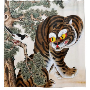 Tiger and Magpie Minhwa under Pine Tree