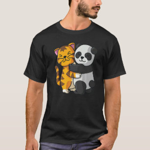 Tiger And Panda Cute Zoo Animals Hugging   T-Shirt