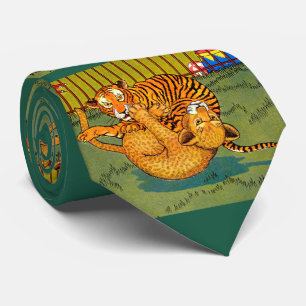 tiger and puma wrestling print tie
