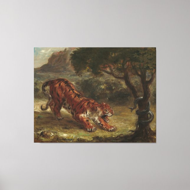 Tiger And Snake Eugene Delacroix Wall Art (Front)