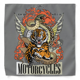Tiger and snake. Speedway Motorcycle Biker club Bandana