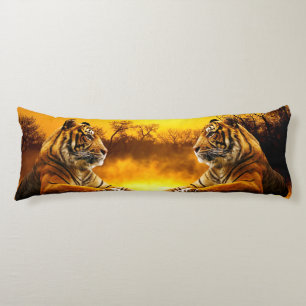 Tiger and Sunset Body Pillow