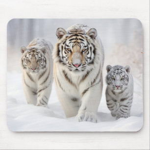 Tiger Animal Family Wandering Nature Out Mouse Pad