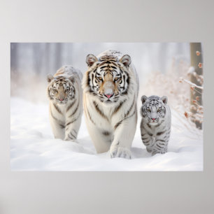 Tiger Animal Family Wandering Nature Out Poster