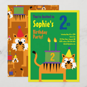 Tiger Animal Kid's Birthday Party Invitations