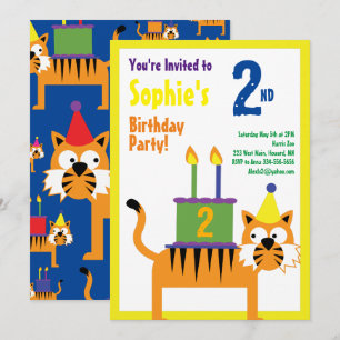 Tiger Animal Kid's Birthday Party Invitations
