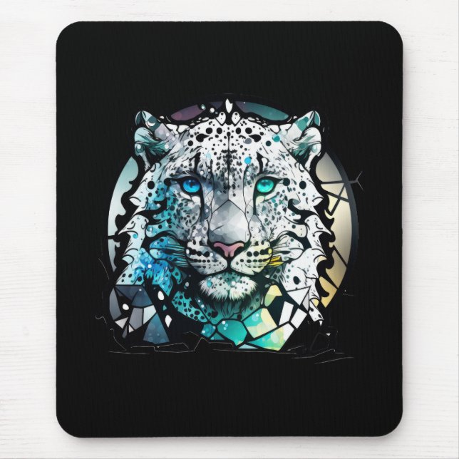 Tiger Animal Portrait Stained Glass Wildlife Free Mouse Pad (Front)