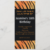 Tiger Animal Print Birthday Party Event Invitation