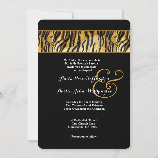 TIGER Animal Print Wedding V02 Invitation (Front)