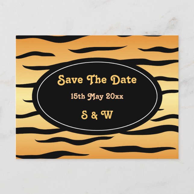 Tiger animal stripes pattern announcement postcard (Front)