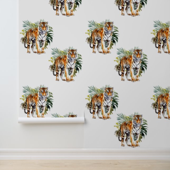 Tiger Animal with Leaves Wallpaper (Application)