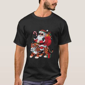 Tiger Animal Xmas Lighting Santa Riding Tiger Chri T-Shirt