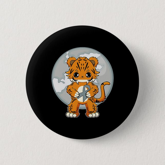 Tiger Anime Cat Dyslexia Awareness  2 Inch Round Button (Front)