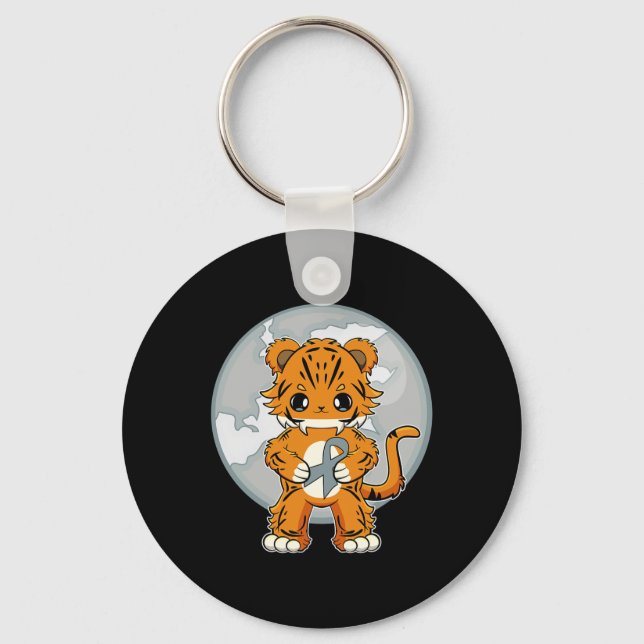 Tiger Anime Cat Dyslexia Awareness  Keychain (Front)