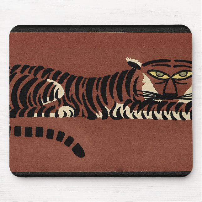 Tiger - Antiquarian, Colourful Book Illustration Mouse Pad (Front)
