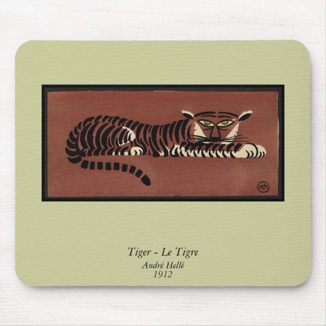 Tiger - Antiquarian, Colourful Book Illustration Mouse Pad (Front)