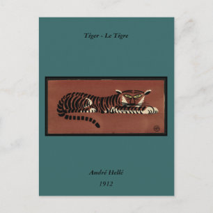 Tiger - Antiquarian, Colourful Book Illustration Postcard