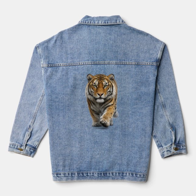 Tiger Approaching Denim Jacket (Back)