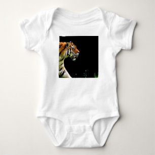 Tiger Approaching - Wild Animal Artwork Baby Bodysuit