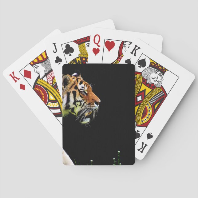 Tiger Approaching - Wild Animal Artwork Playing Cards (Back)