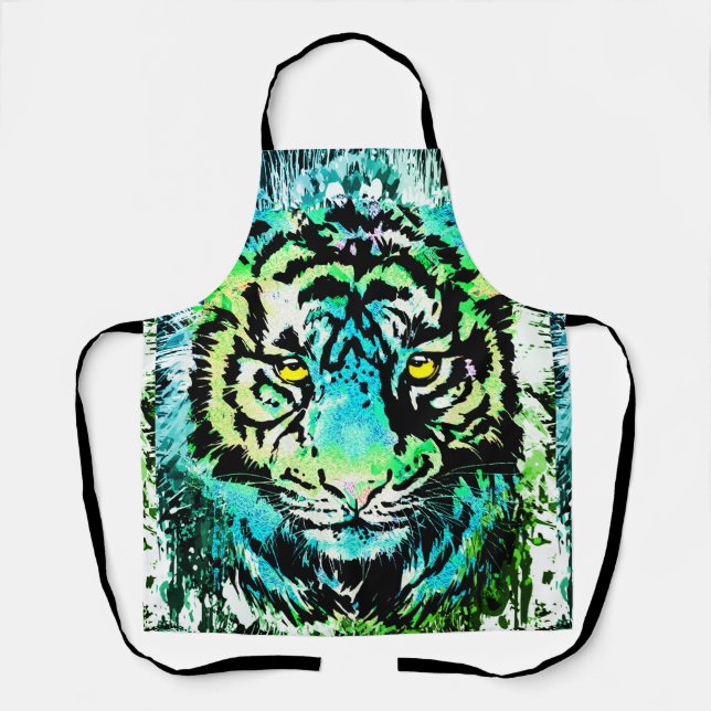 Tiger Apron - Colourful Tiger Eyes Apron (Front)