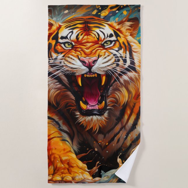 Tiger Art Beach Towel (Front)