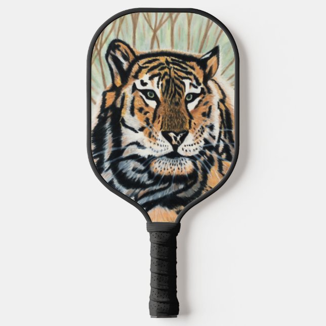 Tiger Art Colour Pencil Drawing Pickleball Paddle (Front)