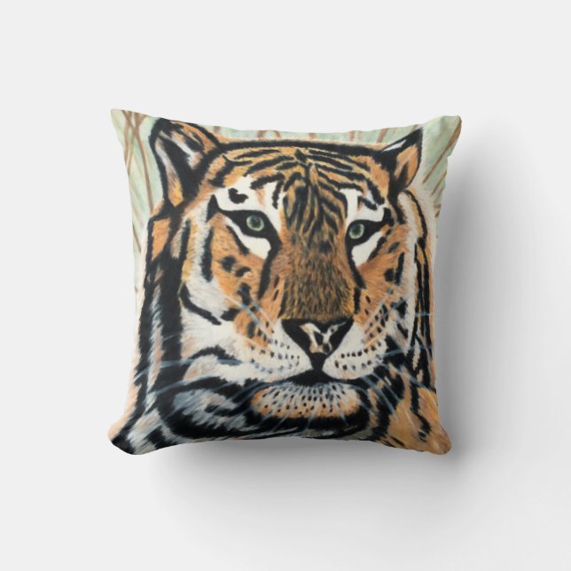 Tiger Art Colour Pencil Drawing Throw Pillow (Front)