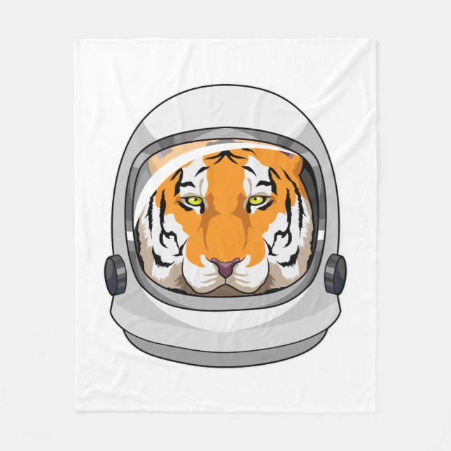 Tiger as Astronaut with Helmet Fleece Blanket (Front)