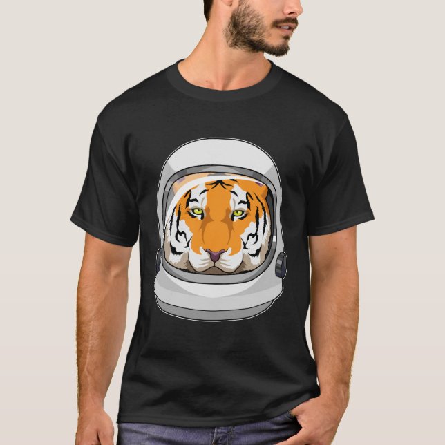Tiger as Astronaut with Helmet T-Shirt (Front)