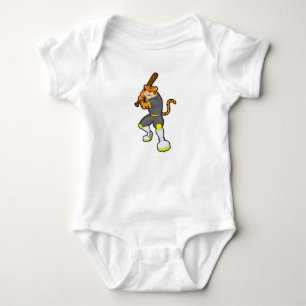 Tiger as Baseball player with Baseball bat Baby Bodysuit
