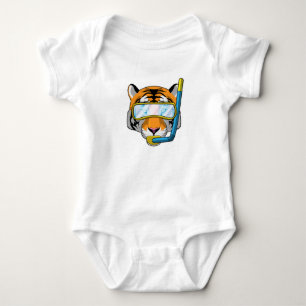 Tiger as Diver with Snorkel Baby Bodysuit