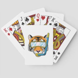 Tiger as Diver with Snorkel Playing Cards