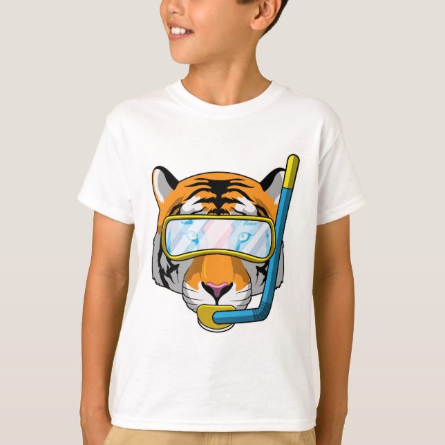 Tiger as Diver with Snorkel T-Shirt (Front)