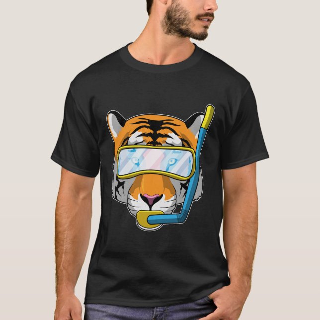 Tiger as Diver with Snorkel T-Shirt (Front)