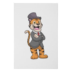 Tiger as Groom with Jacket & Hat Faux Canvas Print