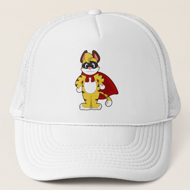 Tiger as Hero with Mask & Cape Trucker Hat (Front)