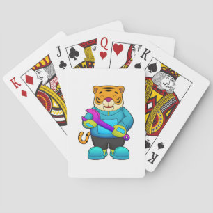 Tiger as Mechanic with Wrench Playing Cards