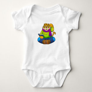Tiger as Nerd with Book Baby Bodysuit